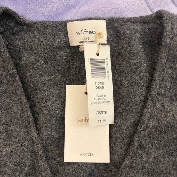 NWT Aritzia Wilfred SoftSpoke Dear Sweater in Heather Charcoal Grey - Picture 4 of 14